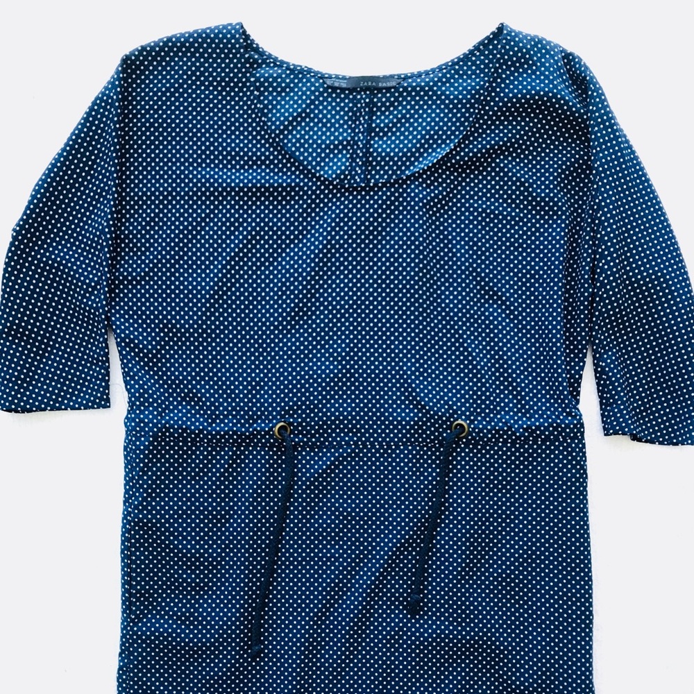 ZARA polka dot dress navy blue size XS